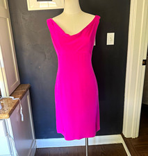 Vera Wang Pink Satin Sleeveless Cowl Neck Sheath Dress Knee Length Size 16