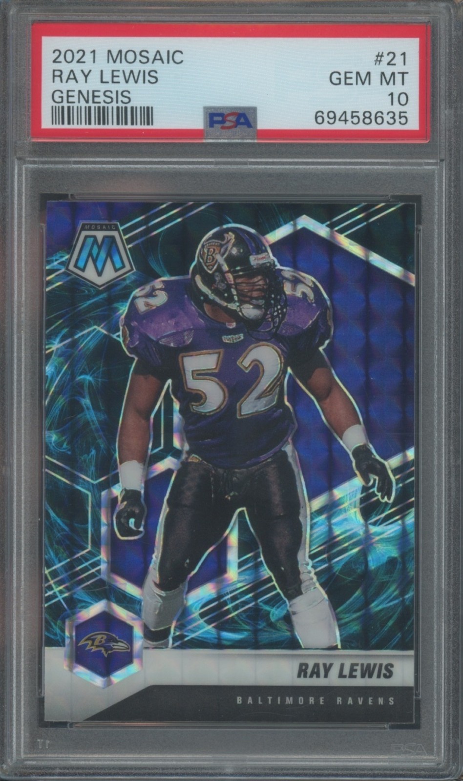 2021 Panini Mosaic Football Ray Lewis #21 Genesis PSA 10 SSP