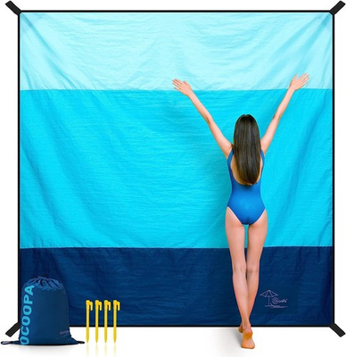 #ad New OCOOPA Diveblues Beach Blanket Sand proof 10#x27;X 9#x27; Fits 1 8 Adults Easy Pack $21.69