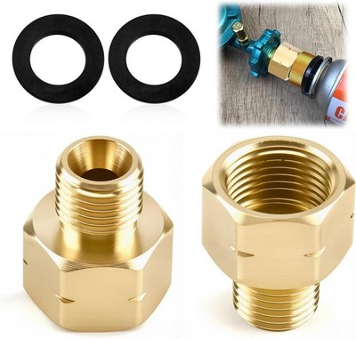 Übergang 3/8'' lks x 1/4'' lks LPG Gas Adapter für Gaskocher Gasschlauch Gasherd