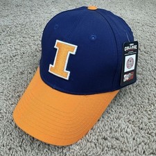 Illinois Fighting Illini Hat Adjustable Blue/Orange I Logo OC NCAA Cap NOS NWT