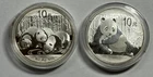 2- 1 Oz. Silver Pandas, 2013, 2015. Full Troy Ounce.