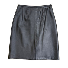 Vintage 90s Black Soft Genuine Leather Pencil Skirt Size 6/27
