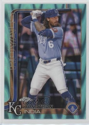 2025 Topps Chrome Aqua RayWave Refractor 76/199 Jonathan India #209 1dm5