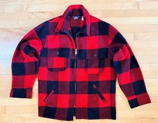 Vintage Woolrich Wool Red Black Plaid Buffalo Zipper Jacket Large L Hunting