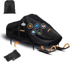Snowmobile Cover,Heavy Duty 900D Oxford Fabric Sled Ski Cover with 2 Windproof B