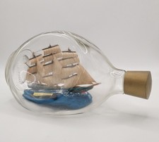 Vintage Ship In Bottle Young America Dimple Pinch Glass Three Mast Ship Haig