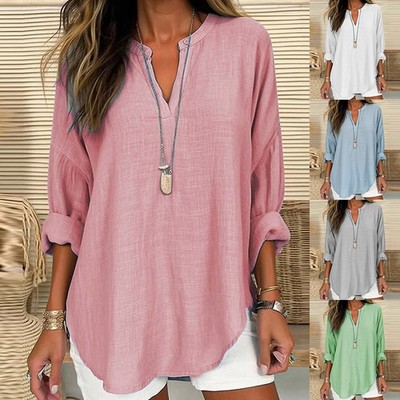Damen Freizeit Longtop Longshirt Locker Oberteile Tunika Langarm Bluse /*