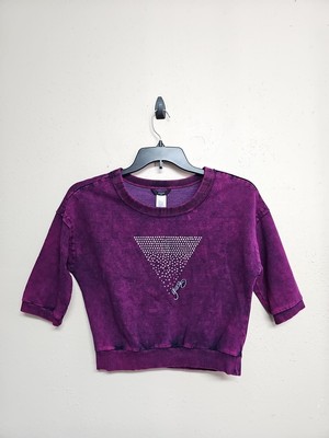 GUESS Girl's Blouse Top Shorts Sleeve Round Neck Pink Color Cotton Blend.Size XL