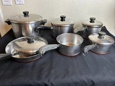 REVERE WARE 12 Pc Copper Clad Cookware Set Post 1968 Pots Lids Frying Pans USA