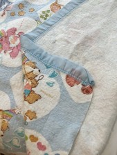 Care Bears Cotton Flannel Silky Edge. Y2K Vintage Large Blanket. 80 s Hearts
