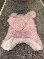 Pink Knit Hat and Mittens Set for Kids