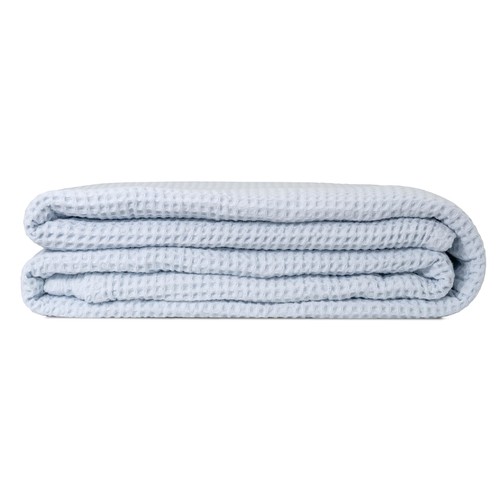 Coperta King Blu Cielo Tessuto Waffle Cotone Biologico - 100% Cotone, Traspirante,... - Foto 4 di 6