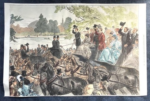 1873 Meet of Four in Hand Club Hyde Park London Print Illustrated London News