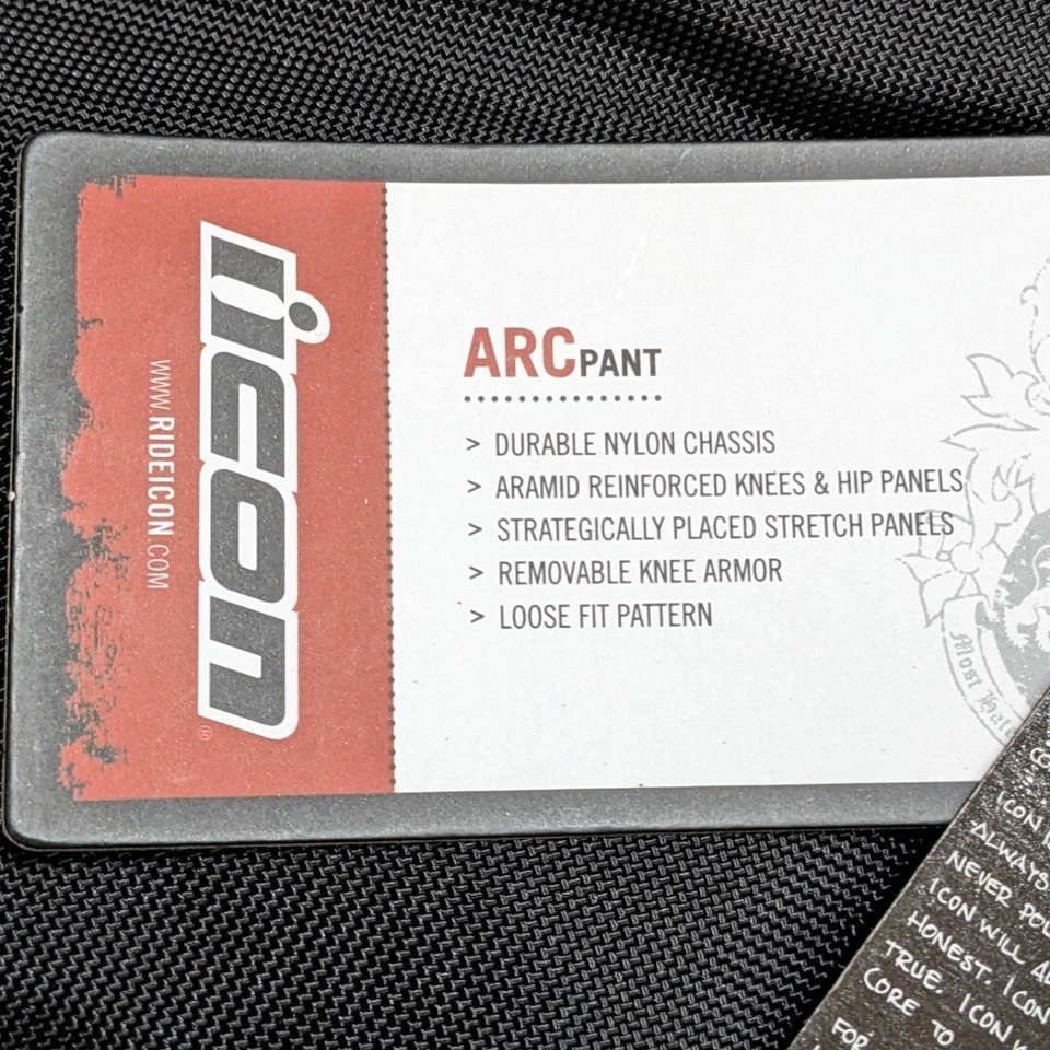 Pantalón Icon Motorsports Arc en Stealth negro pantalones de motocicleta para hombre talla 42 nuevo con etiquetas Foto 4 de 4