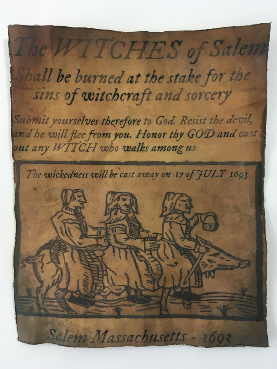 Salem Witch Trials Burned At Stake Aged Reproduction Replica