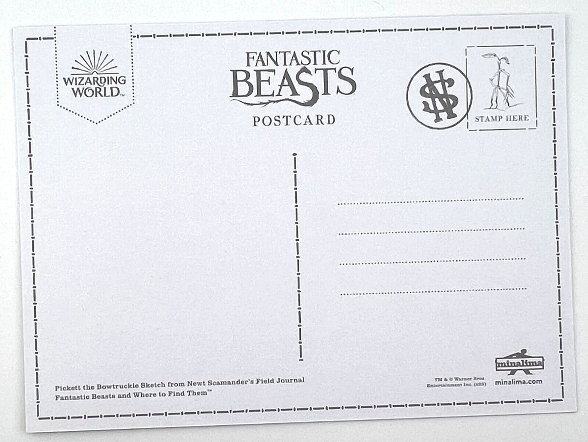 MinaLima Mystery Postcard Harry Potter Fantastic Beasts Bowtruckle