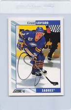 1992/93 Score #358 Grant Ledyard Sabres Signed Auto *J7360