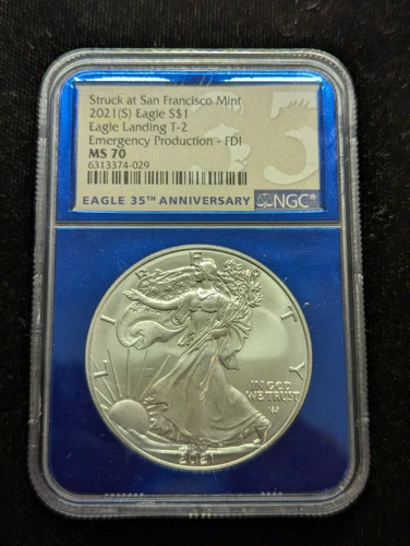 2021 S Silver Eagle S$1 T-2 Emergency Production NGC MS70 #015