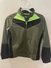 Athletic Works Track Suit Jacket Boys L 10-12 Green Full Zip Collar Pockets