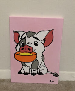 Acrylic Cute Baby Piglet Canvas Painting -- Hand Painted -- Original (NEW)   eBay