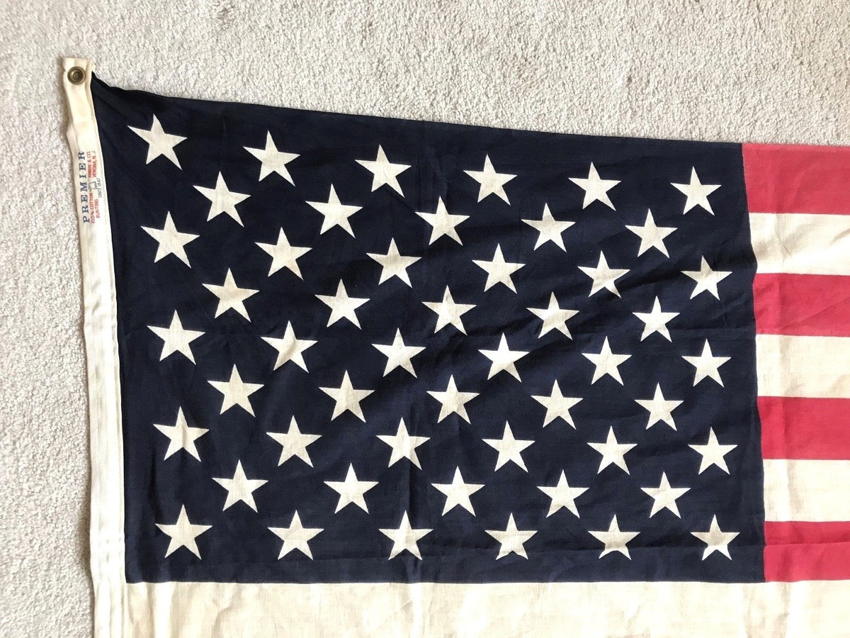 Vintage Premier 100% Cotton Bunting 50 Star USA Nation Flag 36