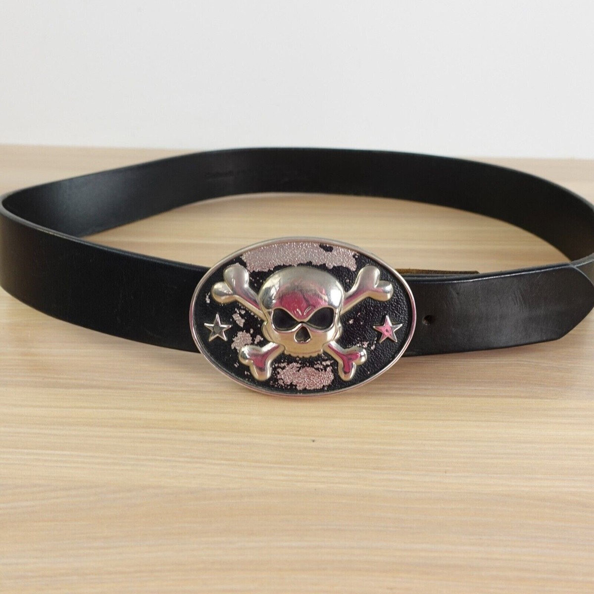 Famous Stars Buckle Belt Mens 36 M Carhartt Leather Skull Punk