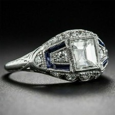 1.80Ct White Princess CZ Vintage Engagement Ring Solid 925 Sterling Silver