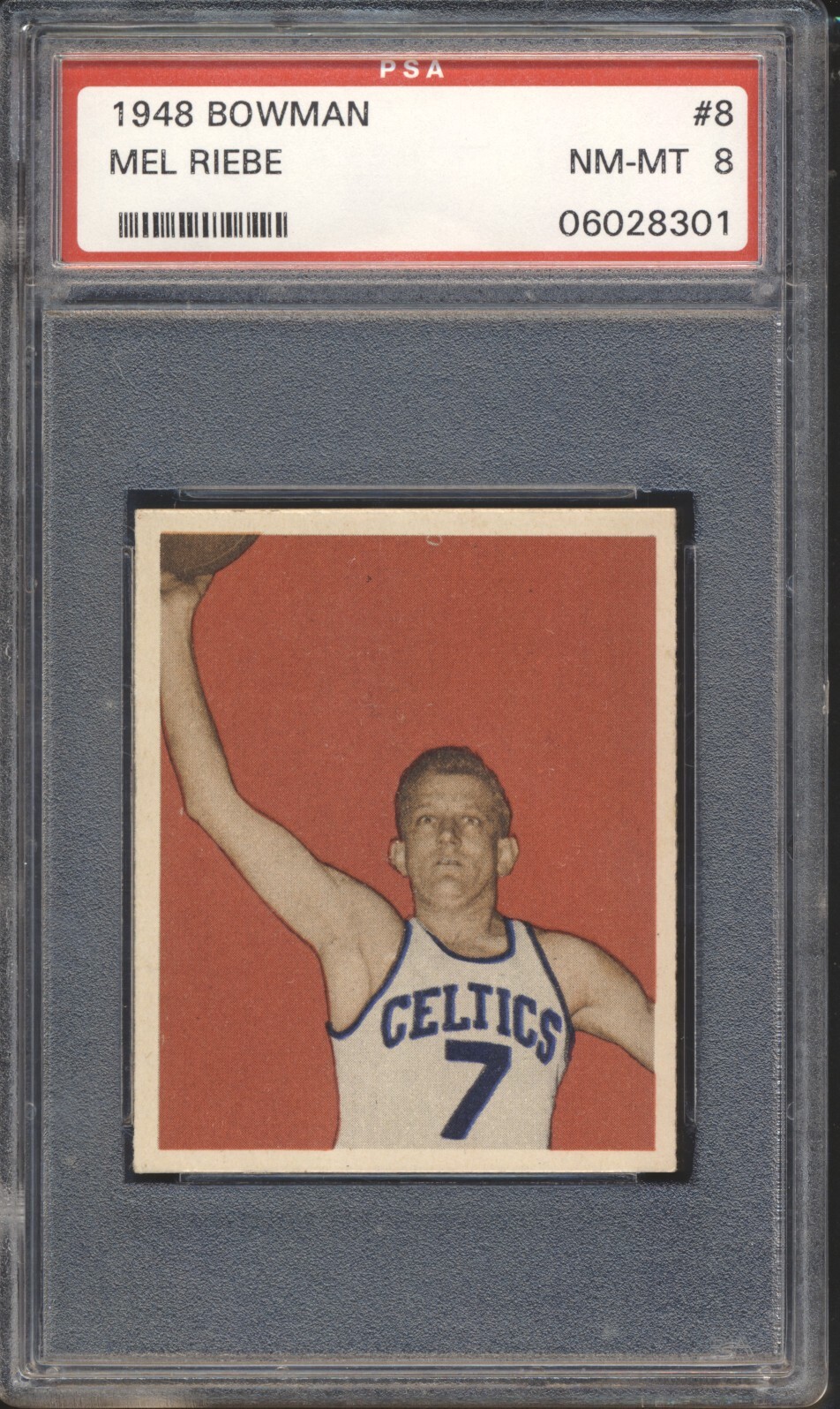 1948 Bowman Basketball Mel Riebe ROOKIE #8 PSA 8 CELTICS NM-MT POP 24 SET BREAK