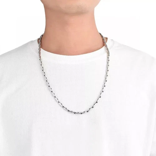Solid 925 Sterling Silver Chain Men 5mm Bamboo Snake Necklace 21.6inch/76.5g - Picture 7 of 7
