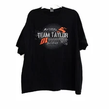 Gildan Mens Black Cotton Graphic Tee Spellout Crewneck Pullover Short Sleeve 2XL