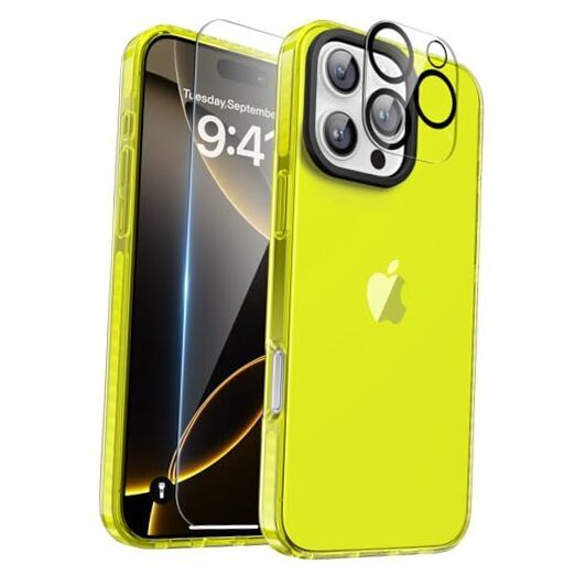 Neon Clear Case for iPhone 16 Pro with for iPhone 16 Pro (6.3inch) Neon Yellow