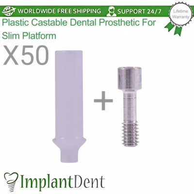 50x Dental Rotational Castable Prosthetic For Slim Platform Int Hex 2.0mm