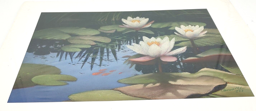 Vintage Art Print Triple Lilies Artist Don Coons Water Lilies 161/ 300 Signed - Picture 8 of 11