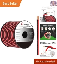 100FT 18 Gauge Red Black Wire for LED Strip Lighting - Flexible Electrical Cable