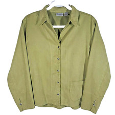 Chicos Women's Jacket Avocado Green Button Casual Lightweight Large L