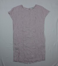 Madewell Short Tunic Dress Size XS White Pink Striped Linen Blend Short Sleeve