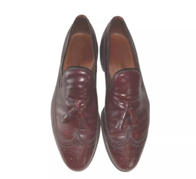 Allen Edmonds Burgundy Berwick 8877 Wingtip Tassel Loafers  display picture 3