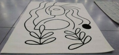 IVORY / BLACK 8' X 10' Back Stain Rug, Reduced Price 1172708029 FTV111A-8