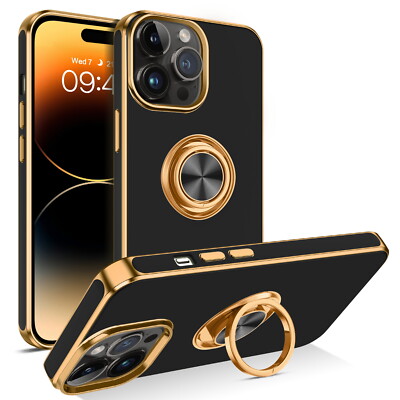 For iPhone 16/15/14/13/12/11 Pro Max Phone Case Heavy Duty Shockproof Ring Cover