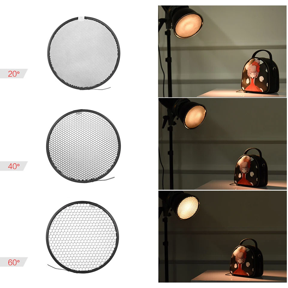 Difusor reflector de luz Speedlite estroboscópica flash de 7 pulgadas nido de abeja Bowens M6Y0 Foto 3 de 4