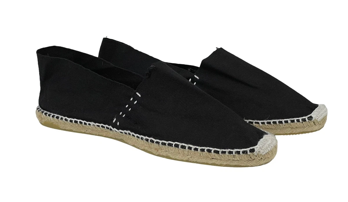 Cosido A Mano Black Canvas Espadrilles Women s Size 43 EU Flats