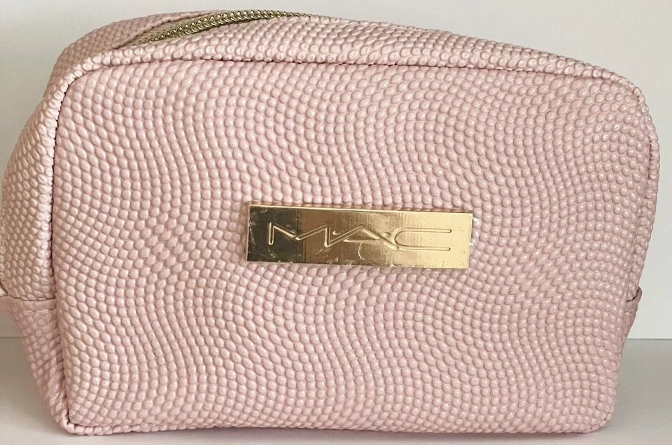 MAC косметический розовый веган кожи выбитый макияж сумка с золото детализация новый!! - Изображение 2 из 4