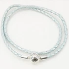Pandora Light Blue Leather Double Wrap Bracelet 16.1in