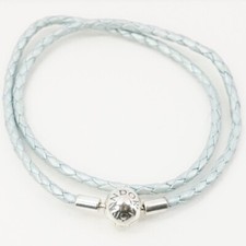 Pulsera Pandora Doble Envoltura Cuero Azul Claro 15 pulgadas