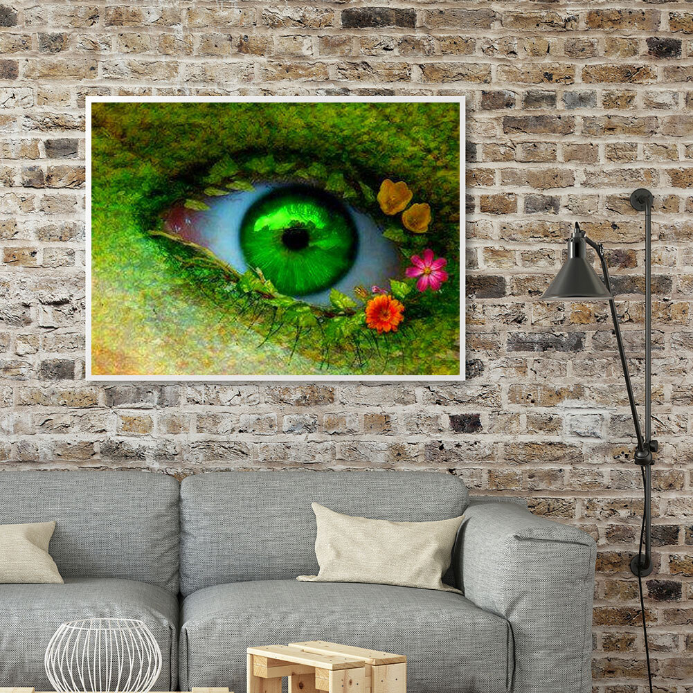 5D DIY Diamond Painting Kits Full Round Drill Green Eye Mosaic Picture