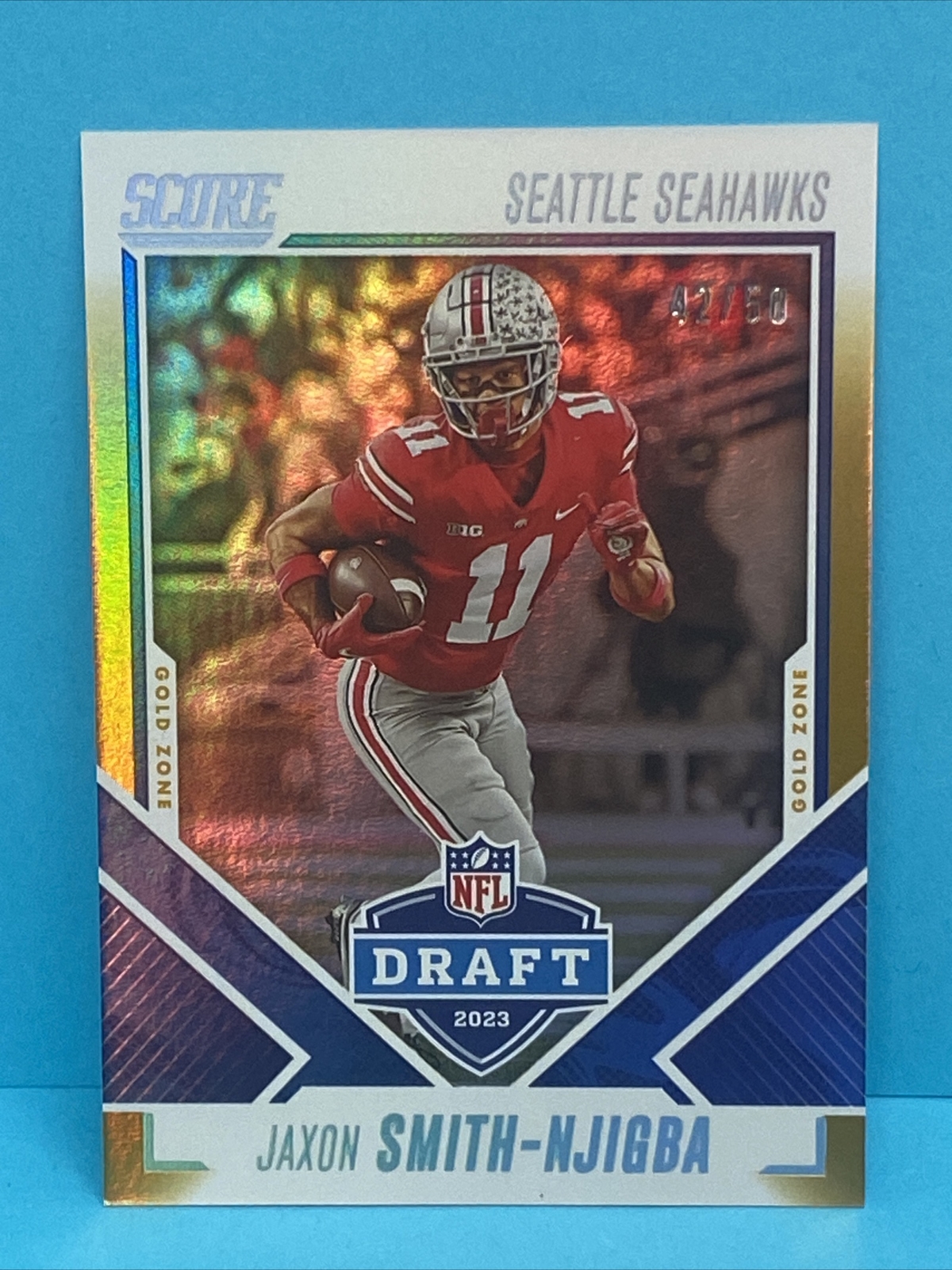 Jaxon Smith-Njigba Panini Score NFL Draft #9 Gold Zone