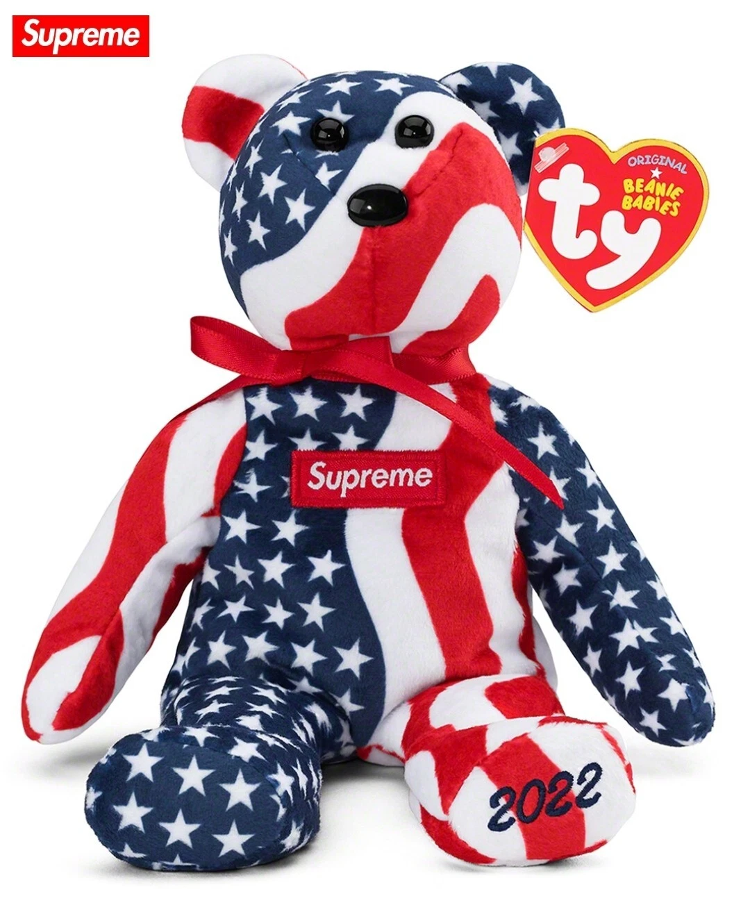 Drapeau multicolore Supreme ty Beanie Babies USA FW22 neuf