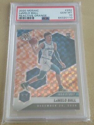 20-21 Mosaic Lamelo Ball Rookie RC NBA Debut Orange Reactive PSA10