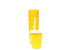 48-12 Oz Yellow Plastic Drinking Glasses Lids Straws Made in America Lead Free